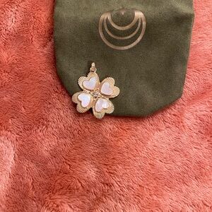 Gold and White Clover Pendant Necklace